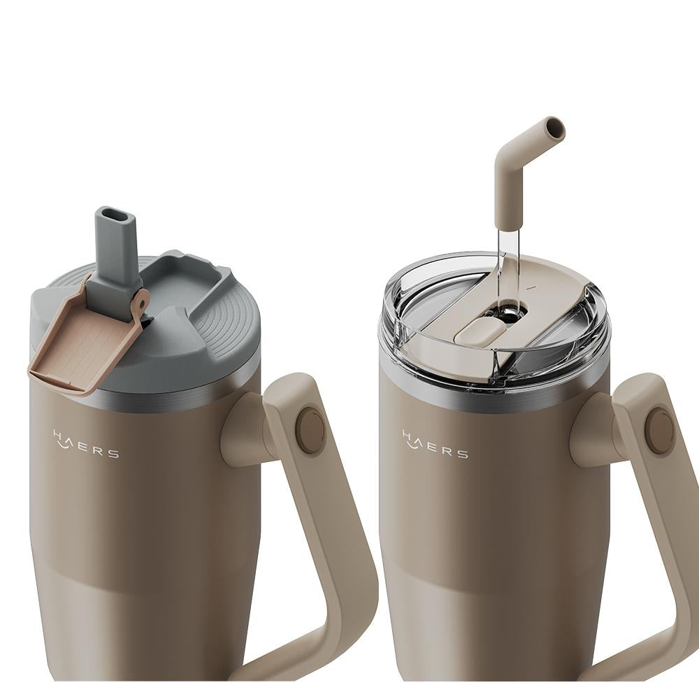 Hals Hot Sale Rotatable Handle Vacuum Metal Cold Cup Stainless Steel Travel Cup Cupping 40 Oz Thermos Cup With Lid And Straw