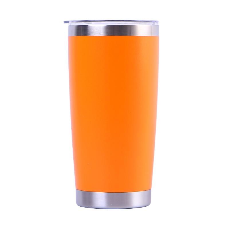 Custom Logo Double Wall 18/8 Stainless Steel 20 Oz Tumbler Travel Mug 20 Oz Powder Coated Coffee Mug Tumbler With Lid And Straw