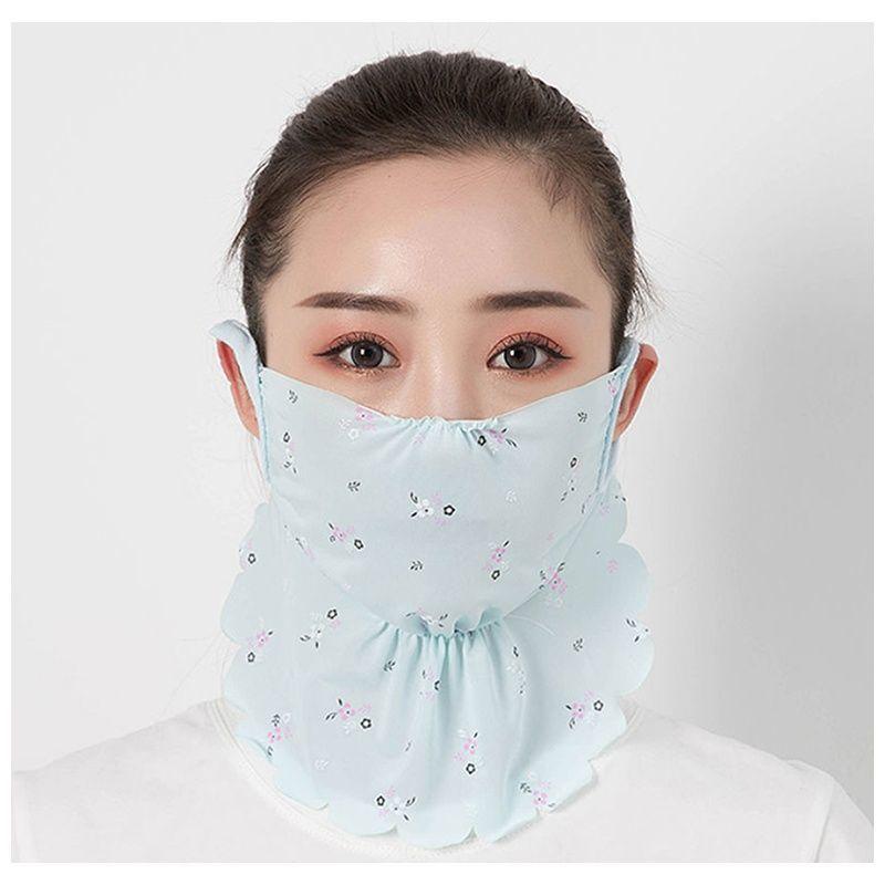 Hot Sale High Quality Flower Sunscreen Ice Silk Ear Hanging Veil Scarf Necessary For Women