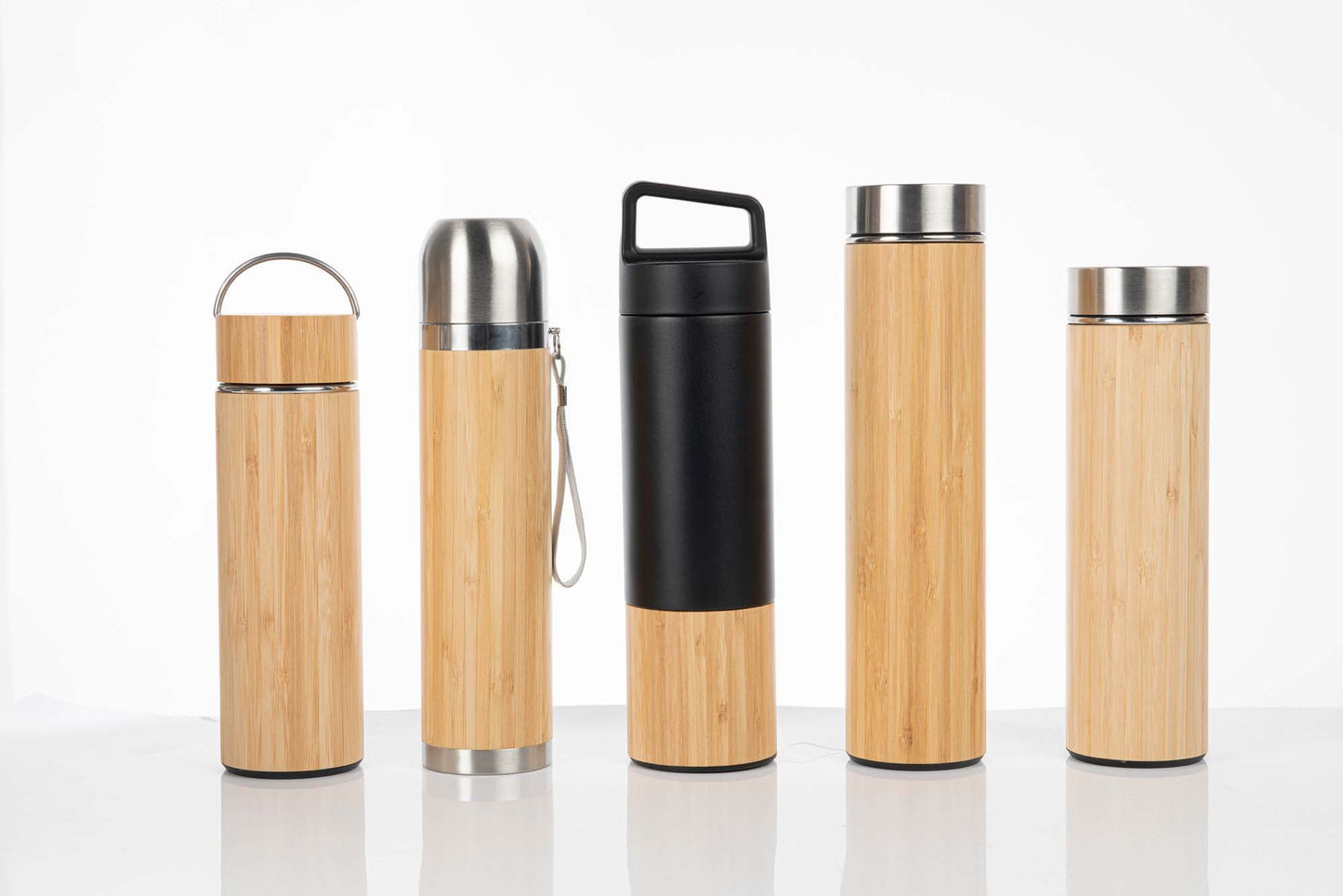 Custom Eco-friendly Double Wall Stainless Steel Bamboo Shell Coffee Cup With Lid And Handle Water Cup
