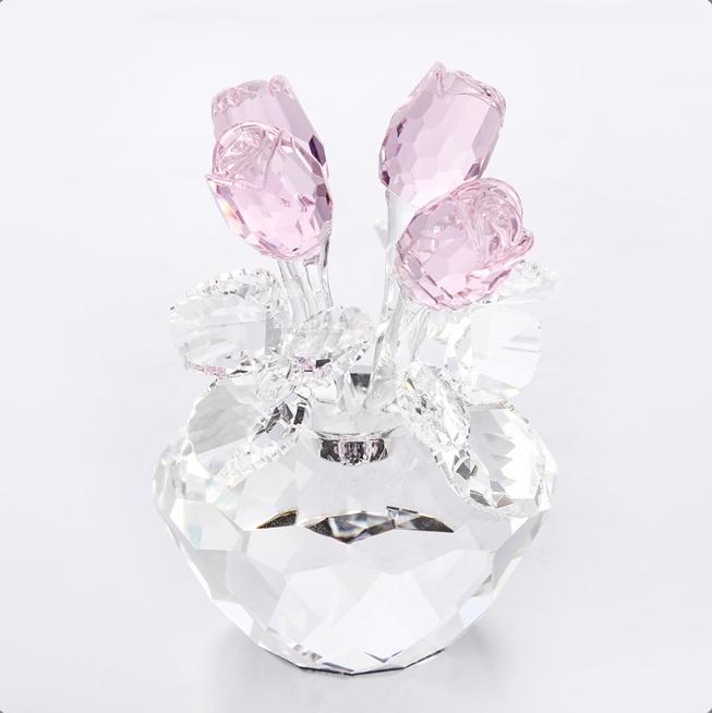 Hitop Crystal Flower Crystal Glass Rose Statue Novelty Craft Gift Anniversary Christmas Gift New Product Ideas