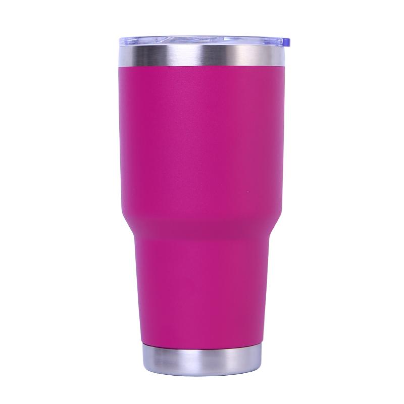 Custom Logo Powder Coated Metal Cup Double Wall Vacuum Insulated Stainless Steel 20 Oz 30 Oz Car Tumbler Cup Travel Coffee Mug