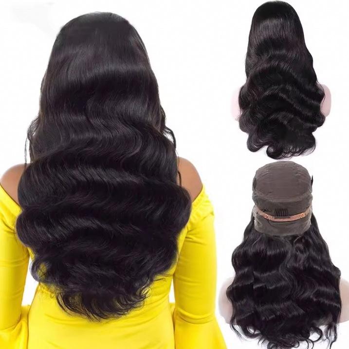 Cross-border European And American Human Hair Wig Wholesale Full Head Cover Natural Black Big Wave Head Cover Straight Hair