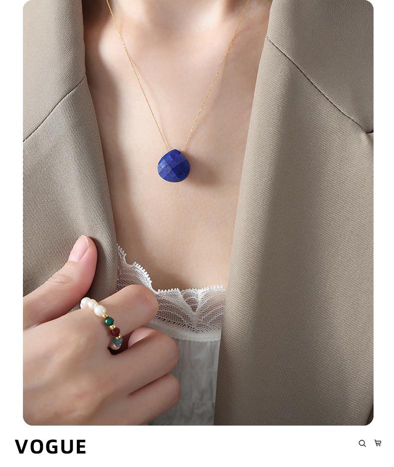 Elegant Personality Fashion Natural Stone Stainless Steel Gold Plated Pendant Necklace