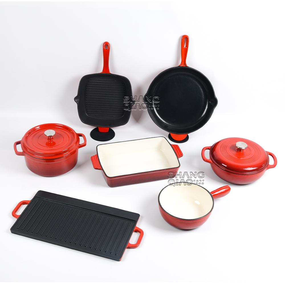 Pre-seasoned Frying Pan With Sauce Cast Iron Dutch Oven Pan Cookware Suit Wooden Crate