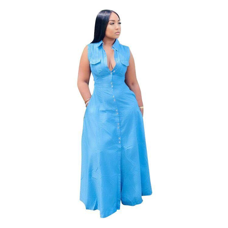 New Design Plus Size Women's Suit Long Casual Solid Color Sleeveless Pocket Women's Clothing