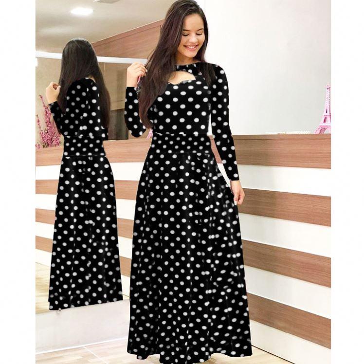 8230424 Latest Long Dress Plus Size Women's Printed Maxi Dress Long Sleeve Clothing