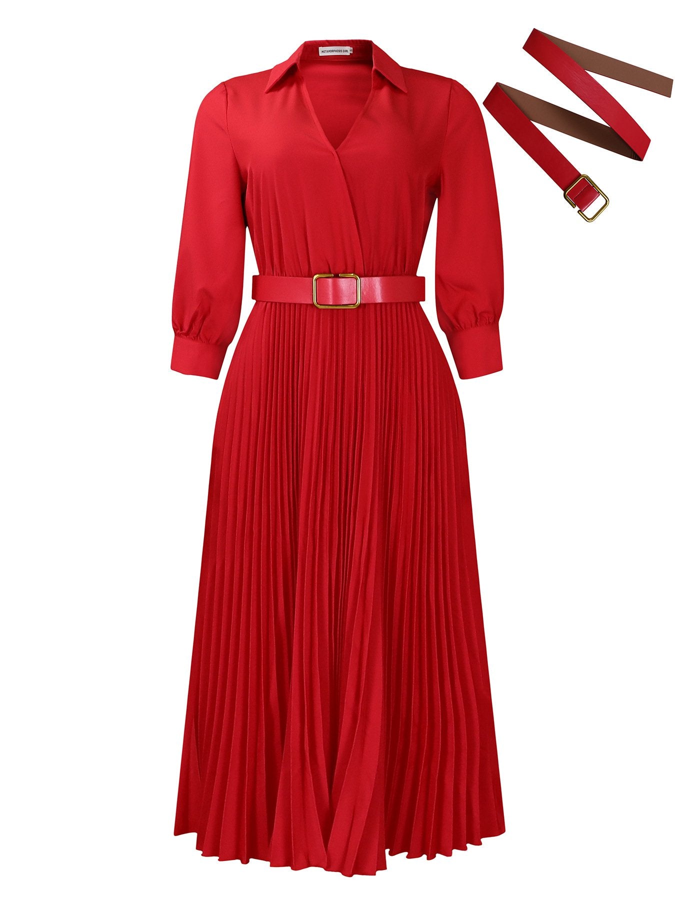 2024 Hot Spring New Women's Fashion V-neck Solid Color Plus Size Dress