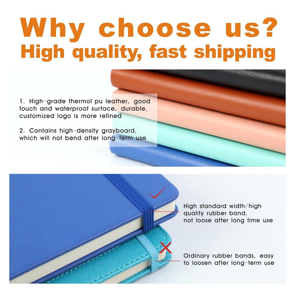 High Quality Business Office Lining Personalized Printing Notebook PU Leather Customized A5 Hardcover Journal Notebook With Logo