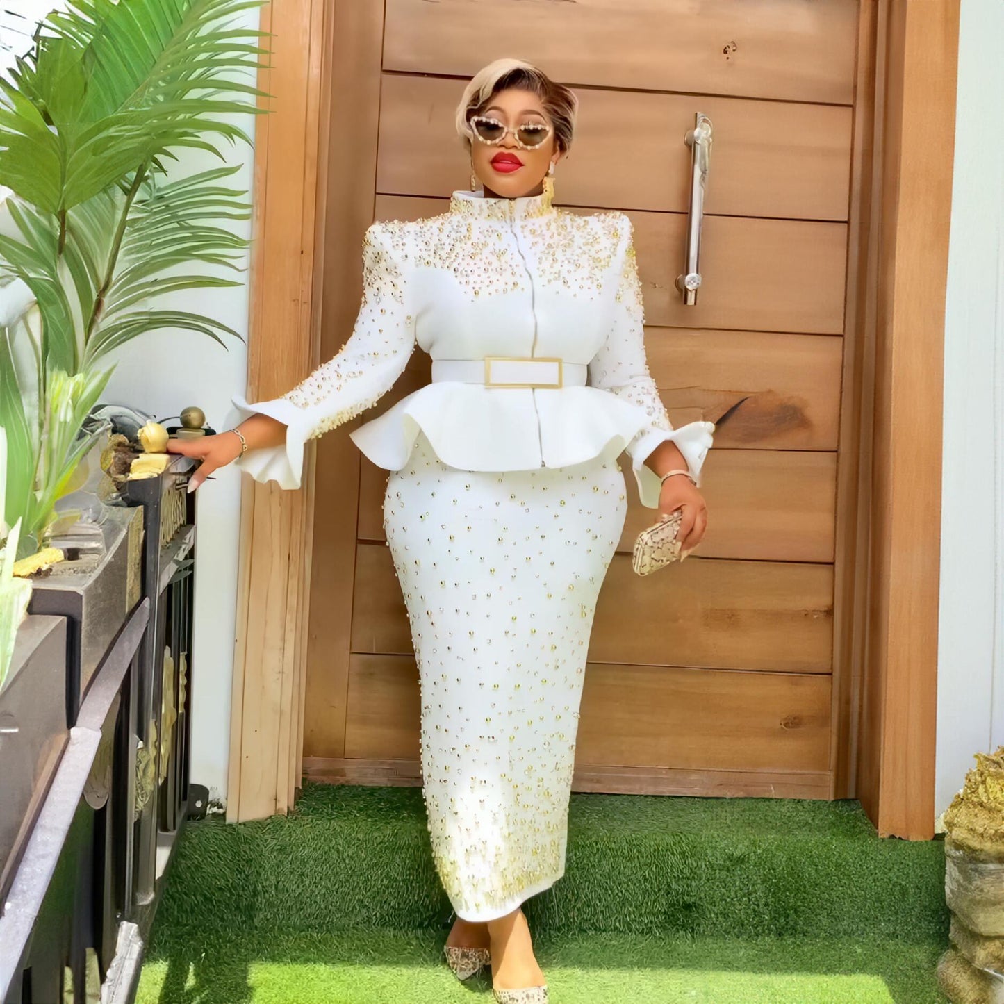 Women Suit Fashion Dress African Rhinestone Turkey African Dress Women Mesh Dress Design Africa For Sale