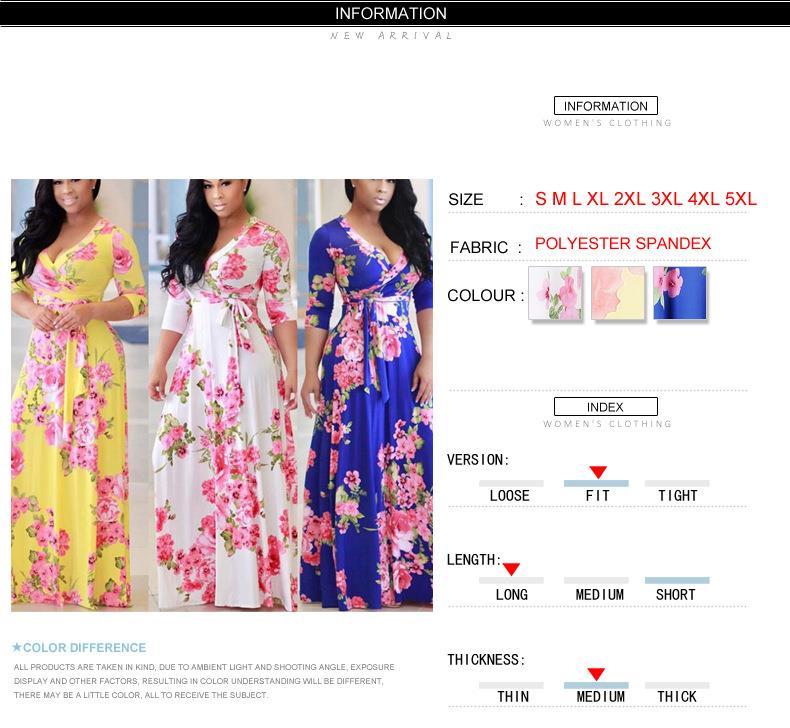 Women's S-5XL Plus Size Printed Long Sleeve Dress Crossover V-Neck Dress Maxi Long Casual Dress