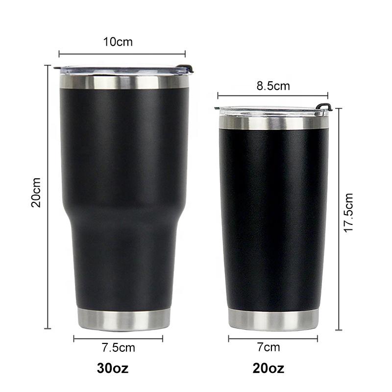 Custom 20 Oz Tumbler Cup With Powder Coated Color Double Wall Stainless Steel 20 Oz Coffee Tumbler With Lid And Straw