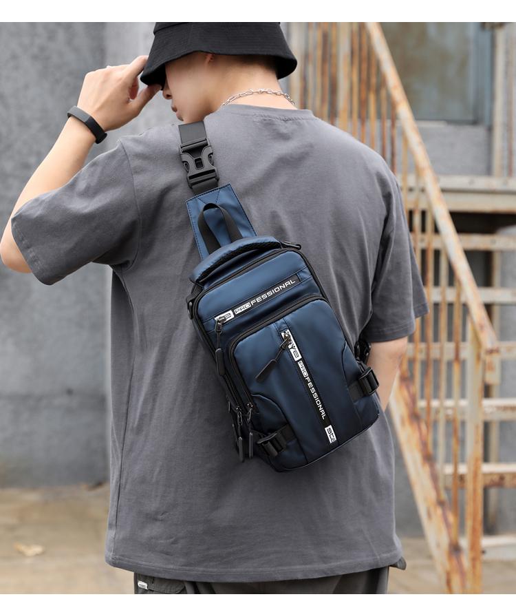 Custom Logo Men's Fashionable Lightweight Casual Business Portable Office Multi-Pocket Chest Bag Shoulder Bag