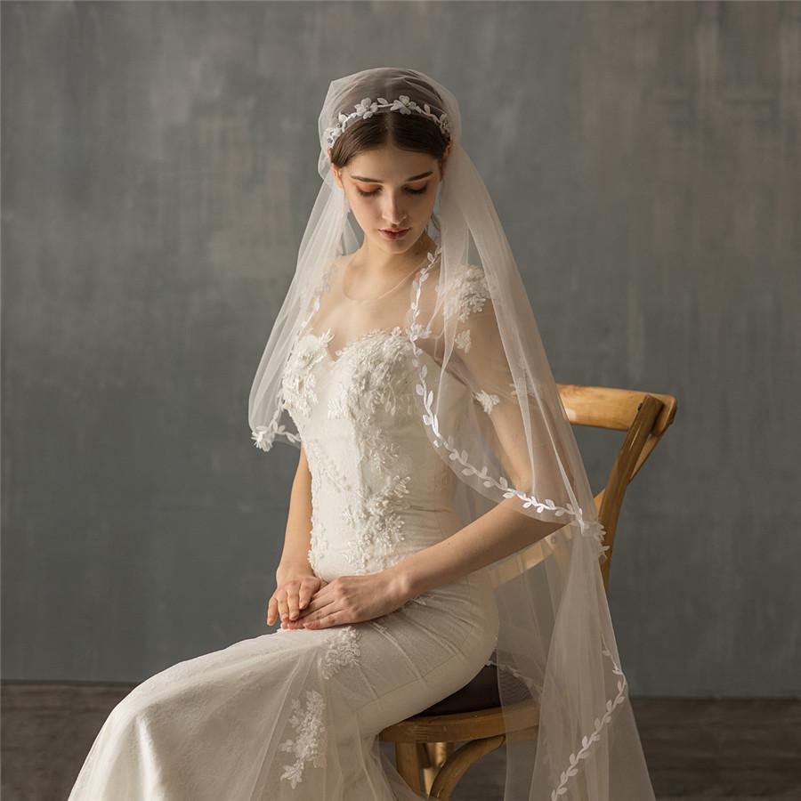 New Beauty V637 Delicate Waltz White Wedding Bridal Veil Soft Tulle Willow Shiny Crystal Beaded Wedding Bridal Veil