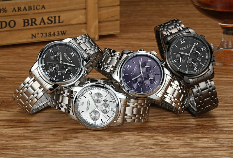 High-quality steel case, steel band, waterproof men's watch, three-eye six-pin watch, wholesale business non-mechanical watch