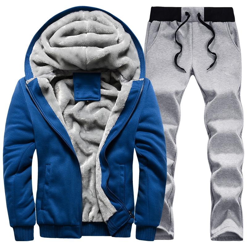 Men's Plain Sweatshirt Men's Wool Sweatshirt Suit Men's Suit Fur Lining Zipper