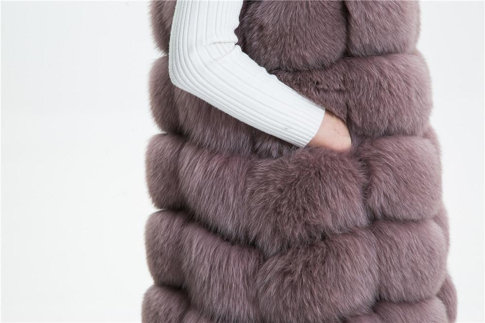 Factory Wholesale Women Genuine Goods Fox Fur Gilet OEM Service Winter Long Natural Fox Fur Vest For Girls
