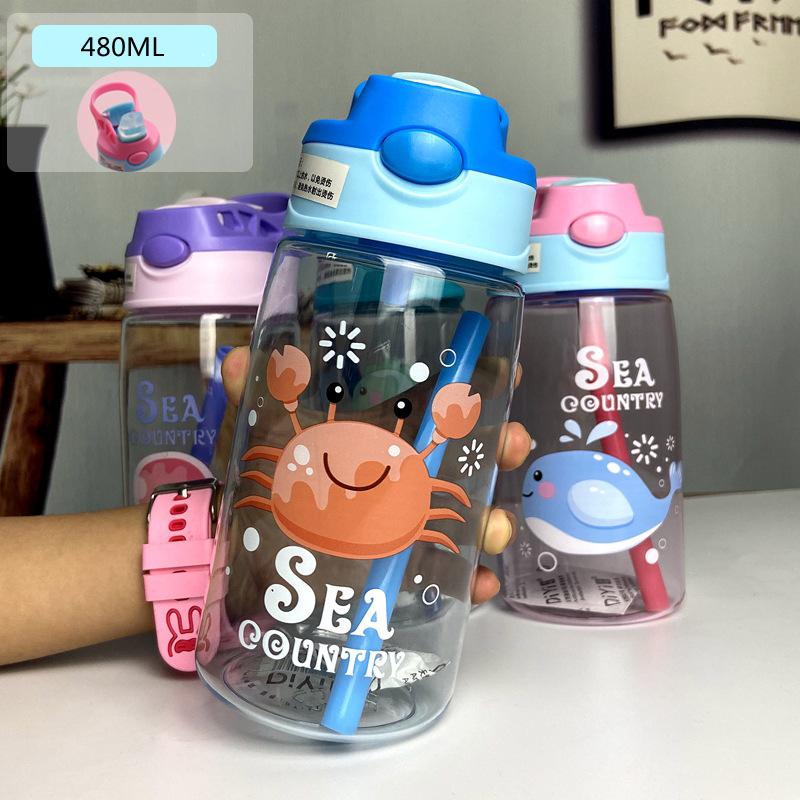 Children Suction Cup Creative Cartoon Baby Feeding Cup With Straw Leak-proof Bottle Outdoor Portable Children Cup