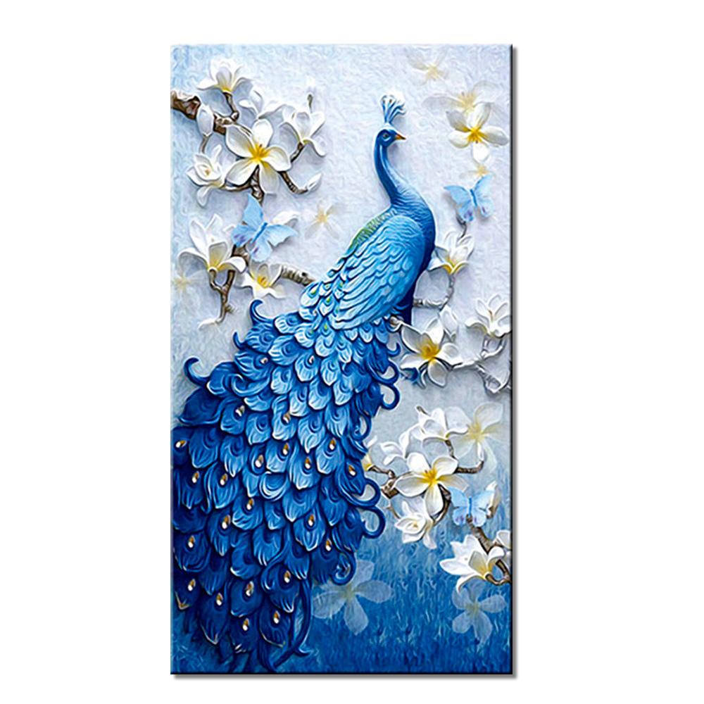 Handmade Decorative Painting Suit Custom Canvas Peacock Round 5d Crystal Diamond Painting