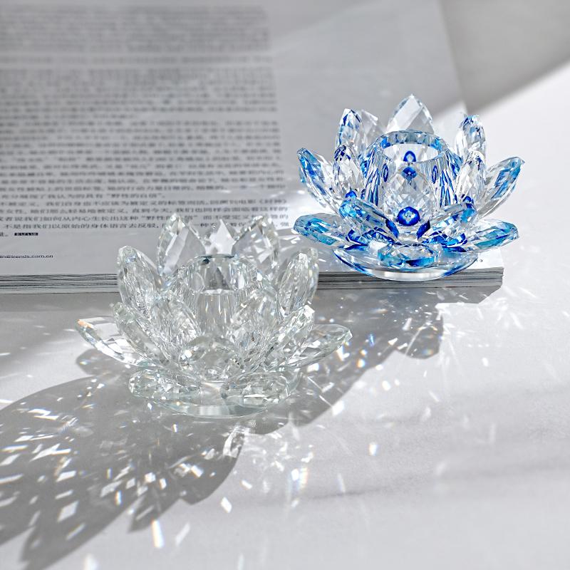 Hot Sale Exquisite Crystal Lotus Flower Jewelry Home Furnishings Large Crystal Lotus Flower Jewelry Craft Gifts