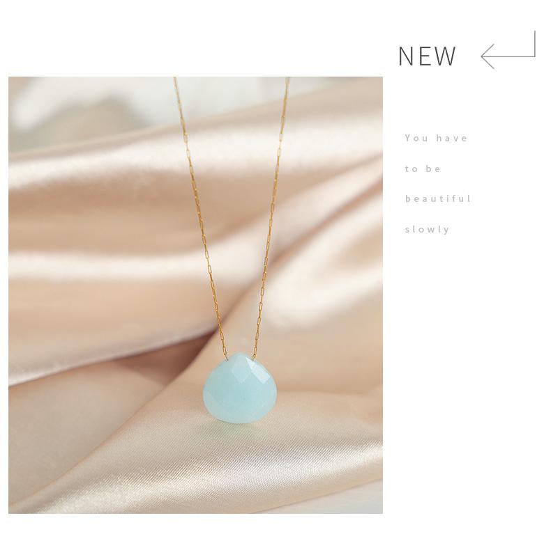 Elegant Personality Fashion Natural Stone Stainless Steel Gold Plated Pendant Necklace