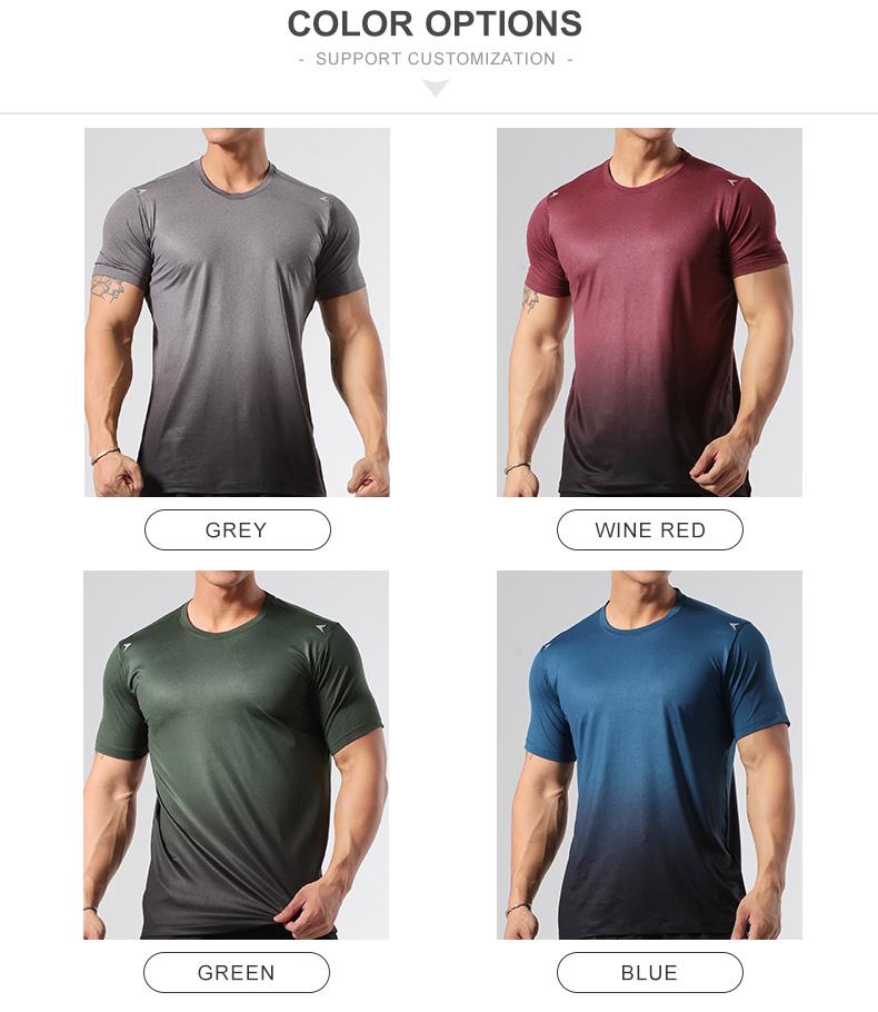 Quick Drying Four-way Stretch T-shirt Sports Top Sports Gradient Regular Suitable For Jogger Man Technical Shirt