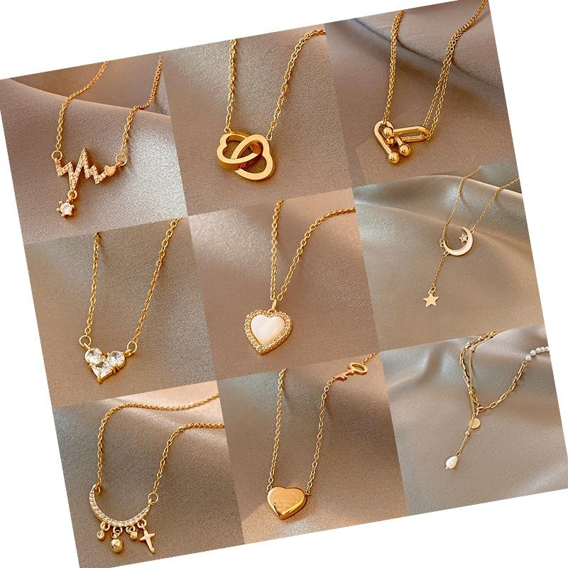 Cadena Para Mujer 18k Gold Plated Butterfly Heart Shaped Clover Custom Women's Necklace Stainless Steel Jewelry Necklace
