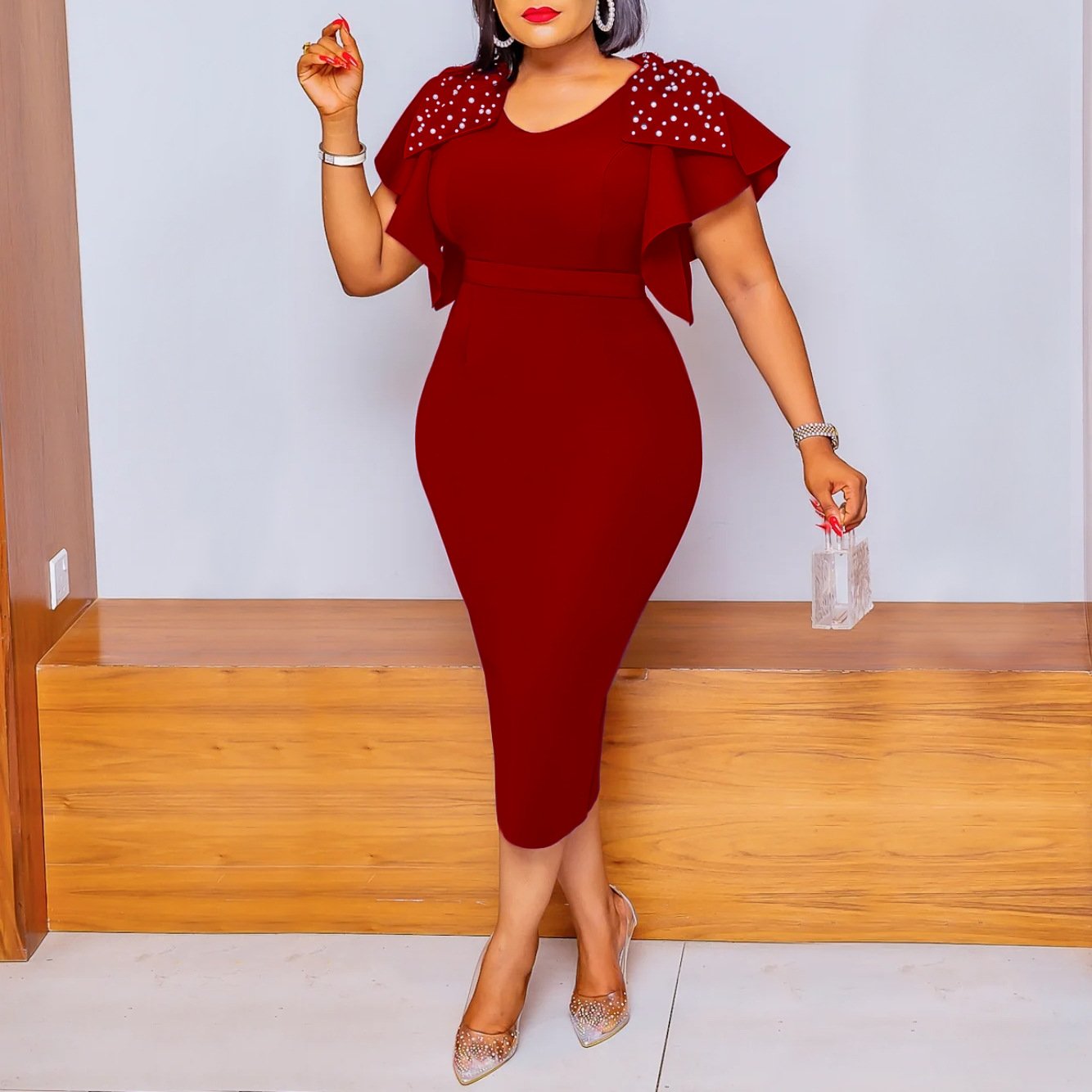 Wholesale Custom Patchwork Business Tight Dress Plus Size Women's Office Clothing Long Sleeve Women's Casual Dress