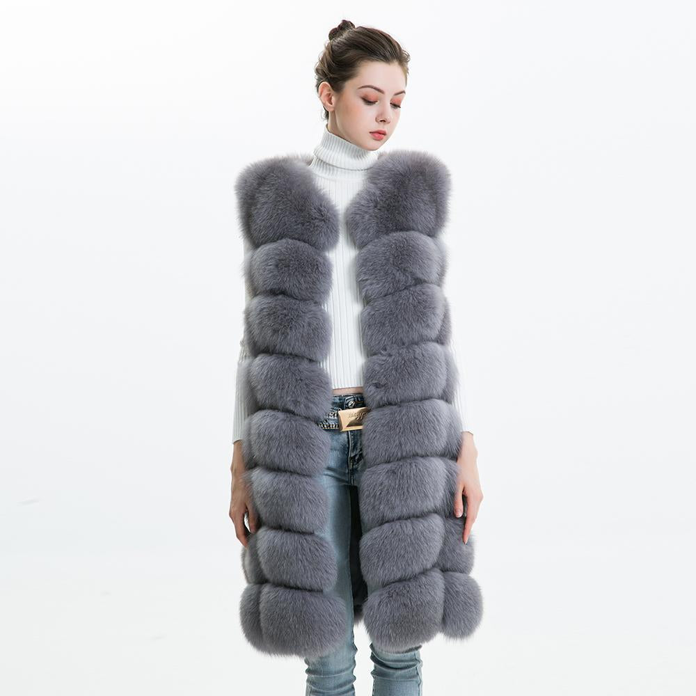Factory Wholesale Women Genuine Goods Fox Fur Gilet OEM Service Winter Long Natural Fox Fur Vest For Girls