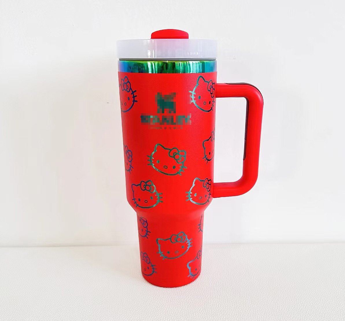 40 Oz KT Cat Print Tumbler Cartoon Water Cup Straw 304 Stainless Steel Double Wall Vacuum Insulated Logo Coffee Travel