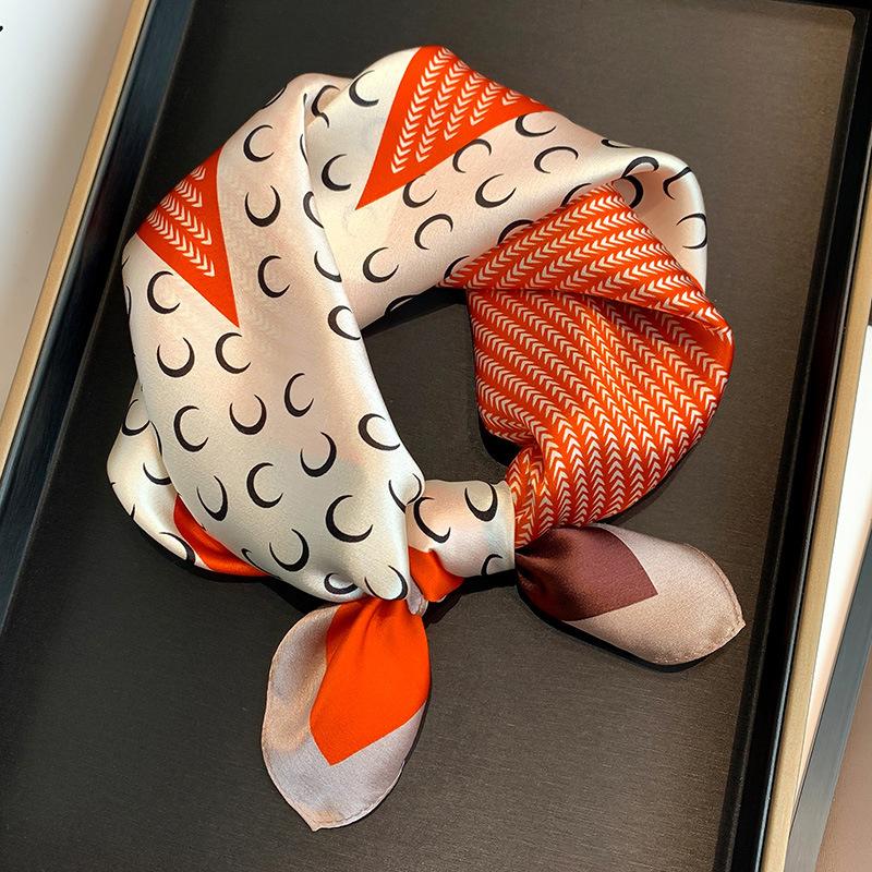 53cm Western-style Jungle Zebra Print 100 Silk Hair Band Female Designer Small Square Scarf Multi-use Thin Silk Scarf