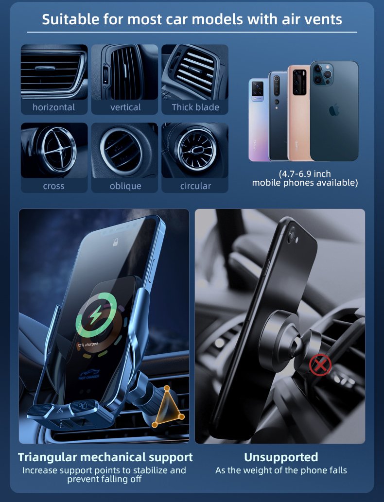 Wireless Car Charger Fast Charging Mobile Phone Holder Car Aromatherapy Holder Mobile Phone Holder Wireless Charger Mobile Holder