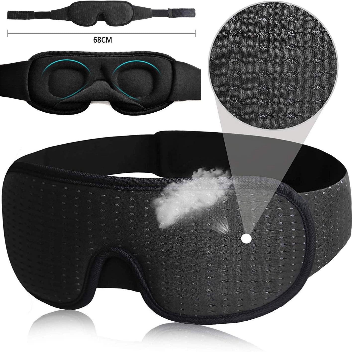 3D Contour Memory Foam Eye Mask 100% Shading 3D Sleep Eye Mask