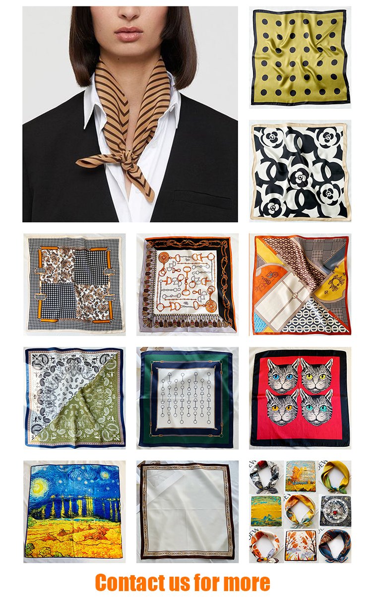 Custom 100% Silk Digital Printed Silk Twill Scarf Custom Printed Silk Scarf
