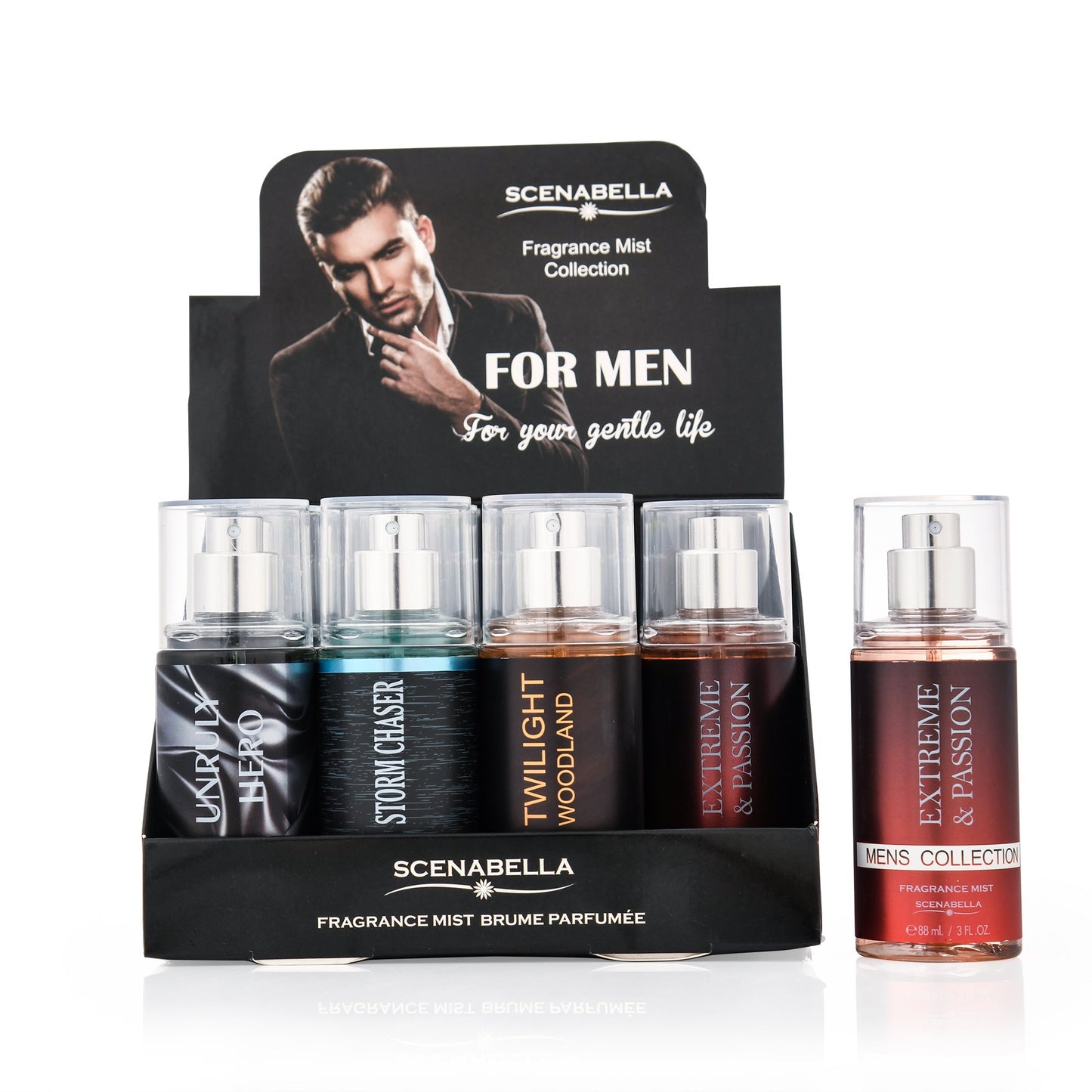 Scenabella Brand Hot Sale Travel Mini Perfume Suit 88 Ml Floral Wooden Spicy Fruit Fragrant Men Body Splash Body Spray Collection