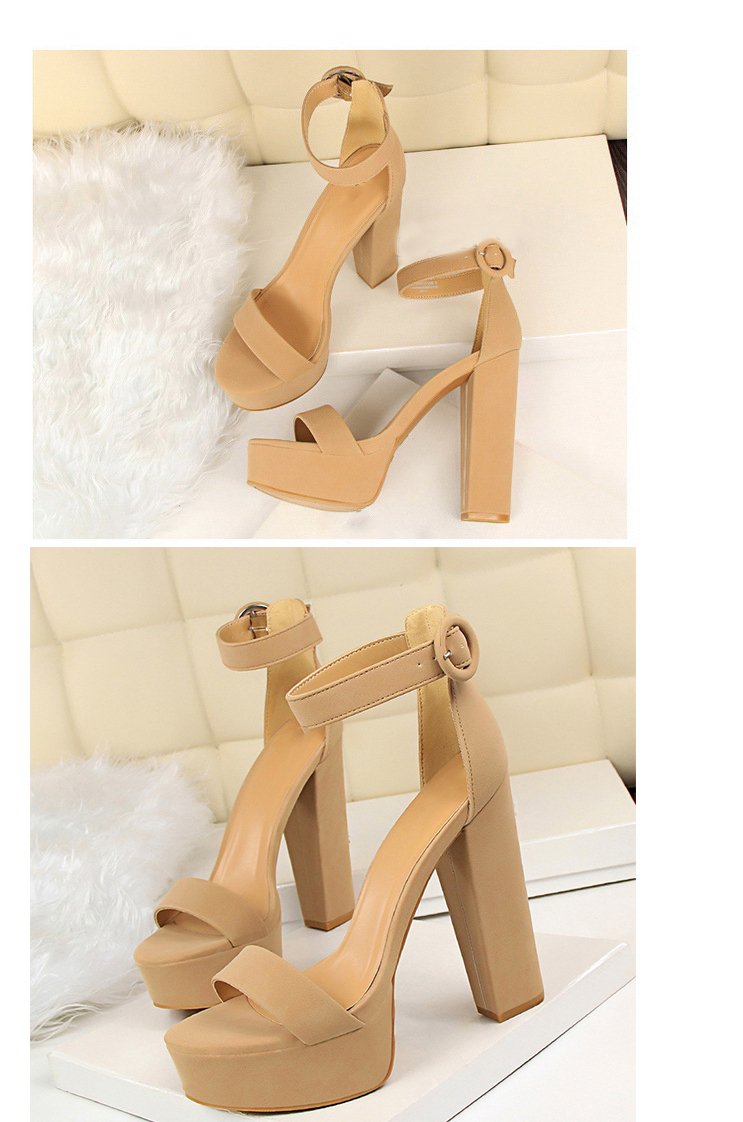 Busy Girl DS3007 Fashion Thick Heel Suede Open Toe Single Strap Sexual Shoes Women Thick Sole Sandals