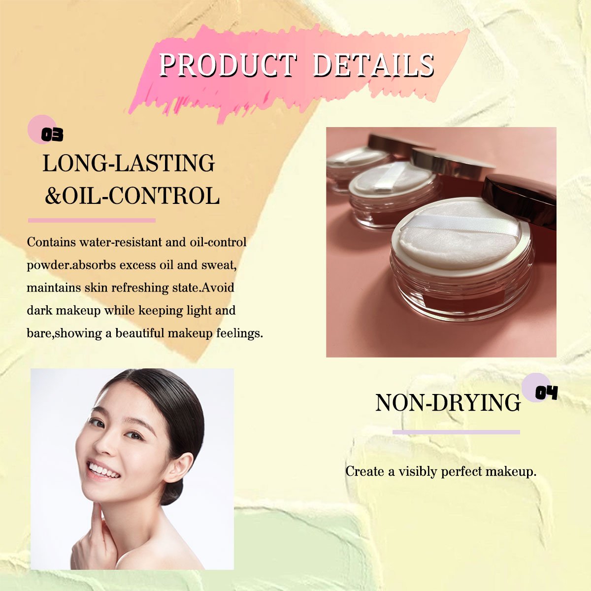 Non-Talcum Powder Non-Hydroxyl Flour Private Label Vegetarian Waterproof Cosmetic Loose Setting Powder