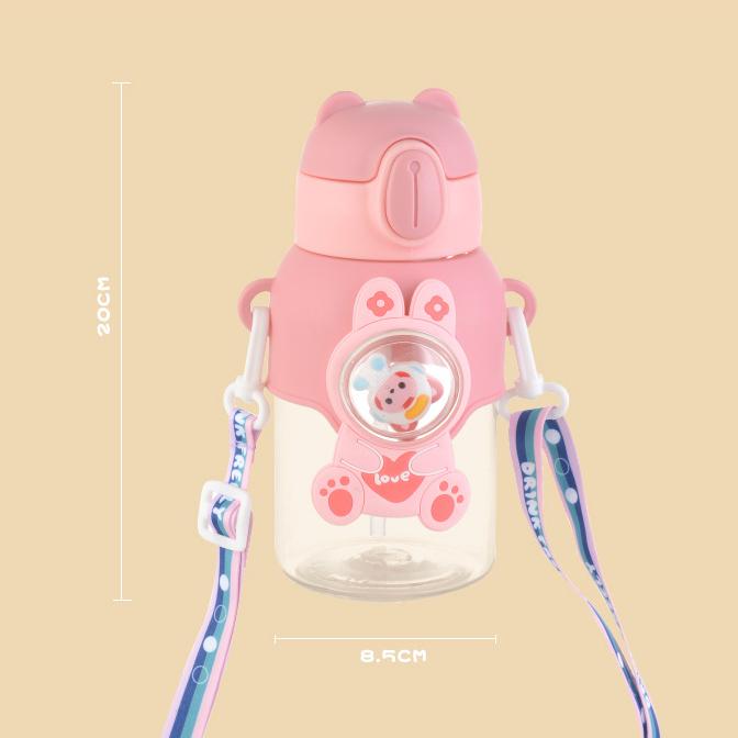 Children's Water Cup Drop-proof Suction Tube Cup Boys And Girls School Kindergarten Baby Bear Water Bottle Plastic Water Drinker Children's Cup