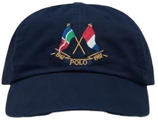 Polo Ralphs Laurens Crest Twill Long Ville Cap-Navy New Cap Blue Embroidered Polo Pony Tomato Red