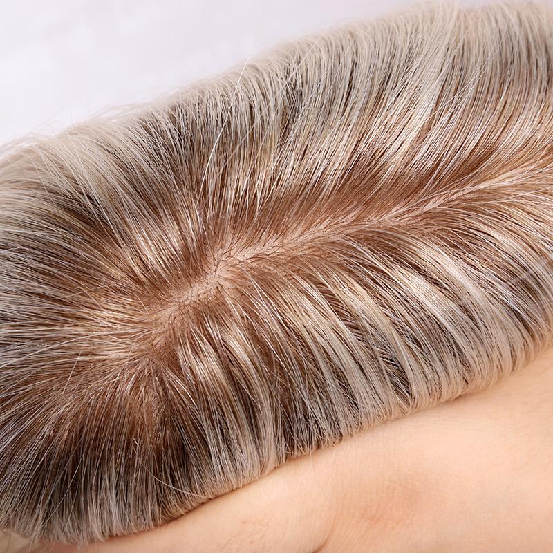 16 "Skin Base Virgin Hair Blonde Highlight Top With 5 Silk Top