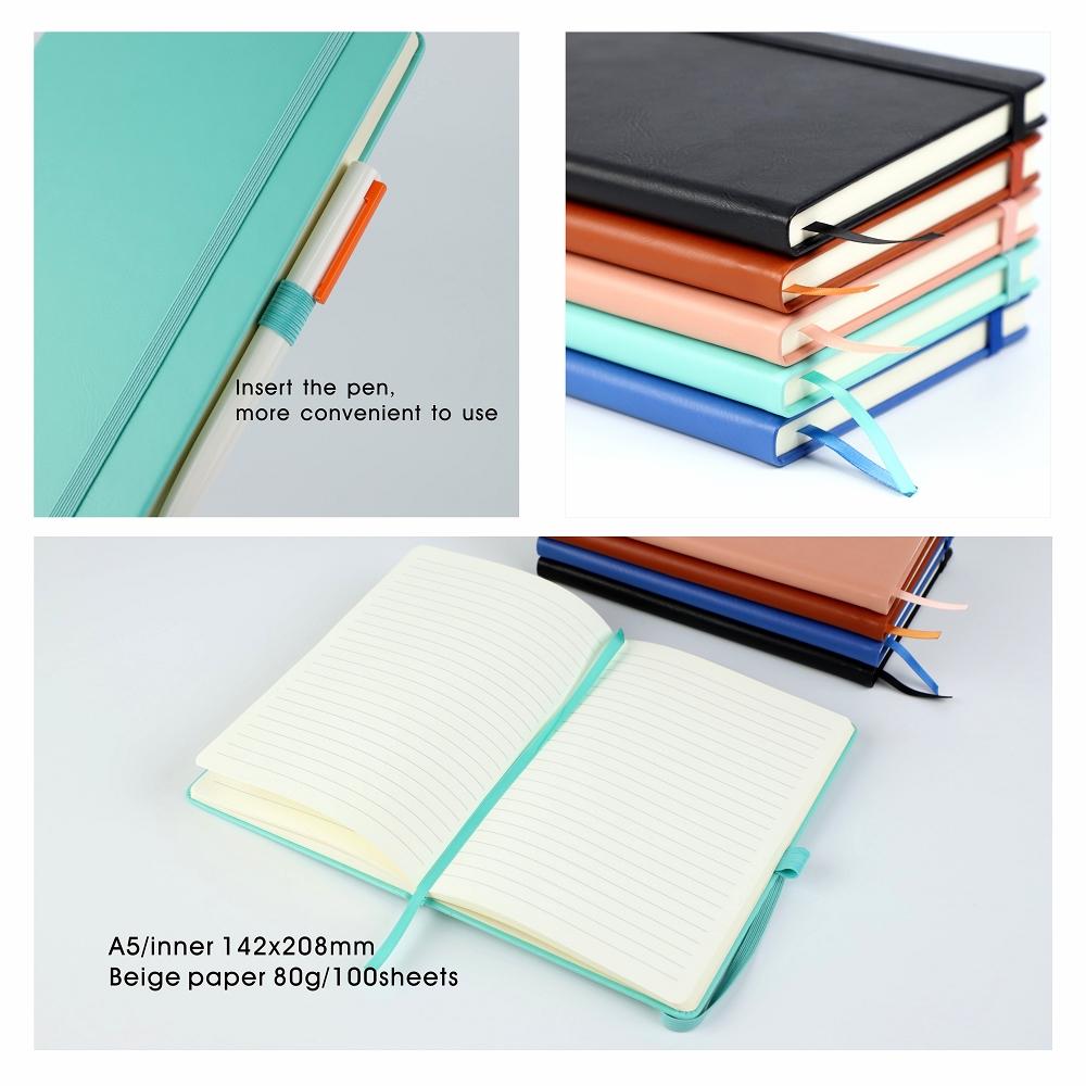 High Quality Business Office Lining Personalized Printing Notebook PU Leather Customized A5 Hardcover Journal Notebook With Logo