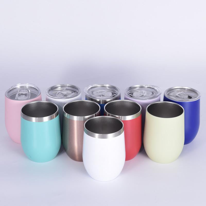 OEM/ODM 12oz Egg Shape Double Wall Stainless Steel Vacuum Cup Hot Travel Coffee Wine Cup Insulated Wine Cup