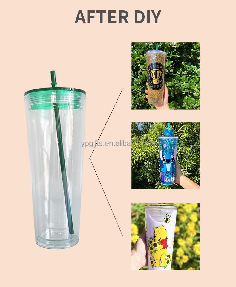 RTS Color Jelly 16 Oz Children's Acrylic Can With Lid And Straw Clear Plastic Cup-Shaped Drink For UV DTF Packaging