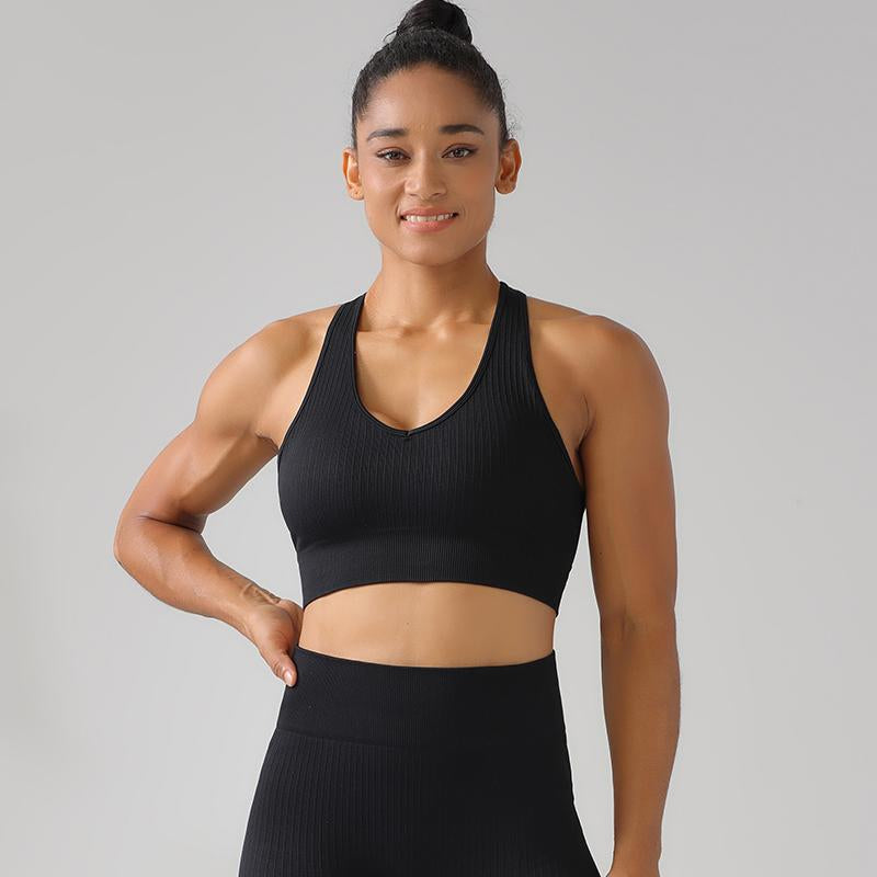 High Quality Rib Zipper 6-piece Set Active Wear Fitness Seamless Yoga Suit Sports Bra Leggings Women's Fitness Suit