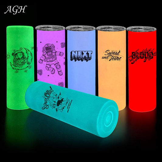 American Warehouse 20 Oz Fluorescent Stainless Steel Glow In The Dark Sublimation Slimming Tumbler Blank Luminous Paint Straight Cup