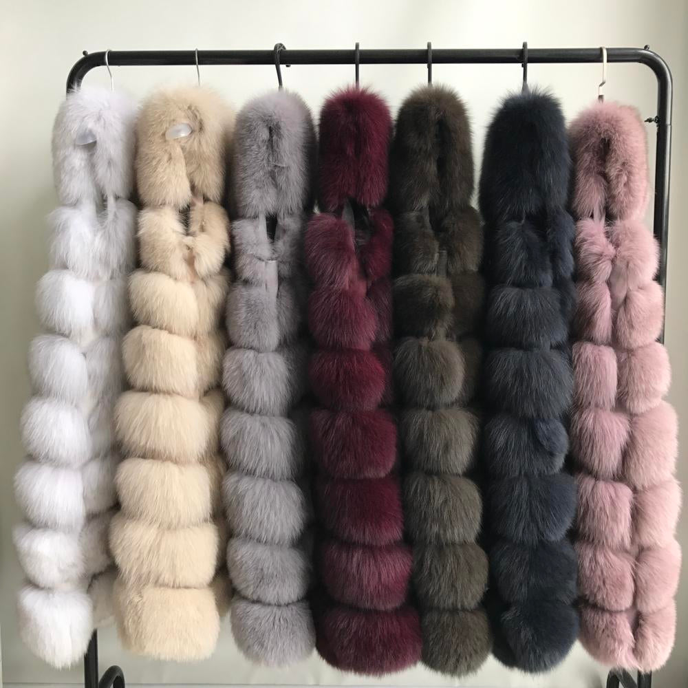 Factory Wholesale Women Genuine Goods Fox Fur Gilet OEM Service Winter Long Natural Fox Fur Vest For Girls