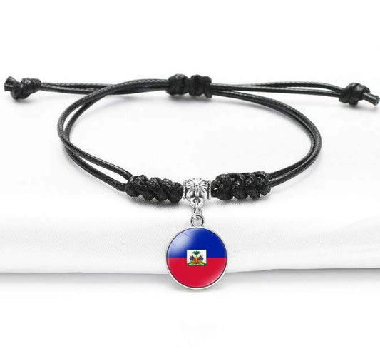 Wholesale New Handmade Braided Rope North American Flag Haiti Bracelet