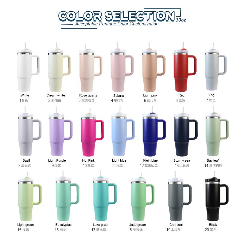 2025 Free Sample Travel Mug Stainless Steel Double Wall Vacuum Insulated Custom Coffee Cup 40 Oz Tumbler With Handle