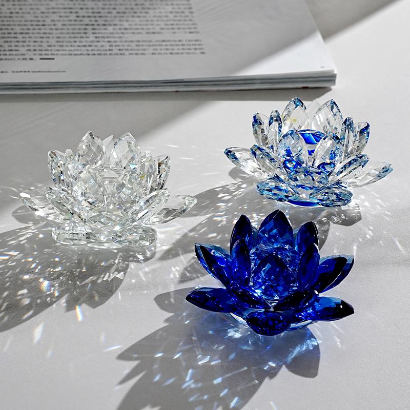 Hot Sale Exquisite Crystal Lotus Flower Jewelry Home Furnishings Large Crystal Lotus Flower Jewelry Craft Gifts