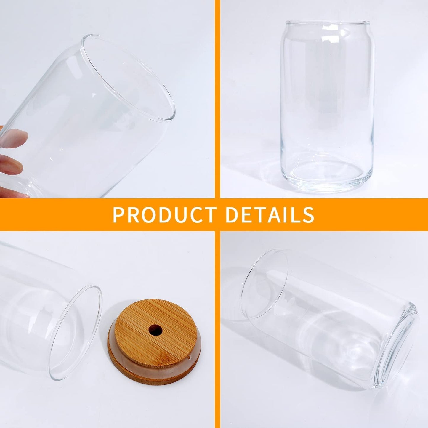 12 Oz 16 Oz 20 Oz Bamboo Lid Glass Pipette Glass Beer Cup Iced Coffee Cute Wine Glass